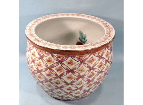 Large Vintage Asian Ceramic  Koi Fish Bowl Planter Pot