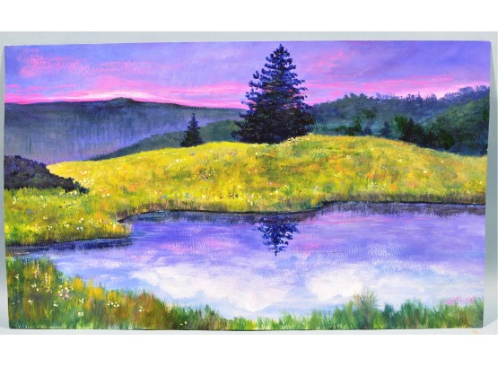 Signed Watercolor Landscape For Framing