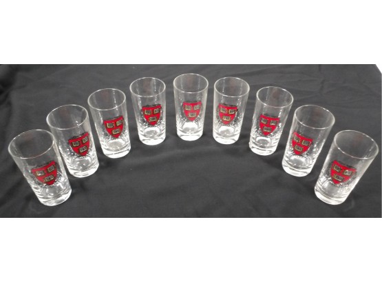 Set Of 9 Harvard University Drinking Glasses