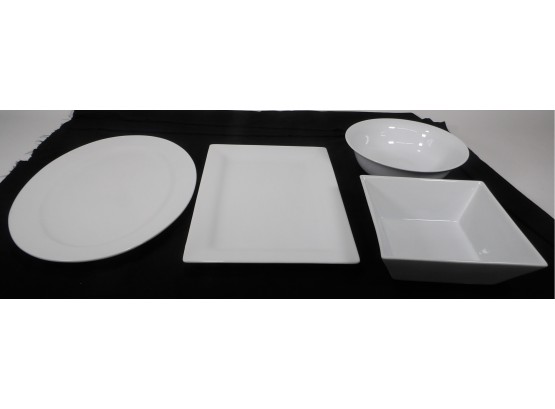 Set Of Large White Serving Platters