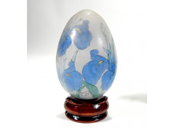 Interior Decorated Iris Glass Egg With Box & COA