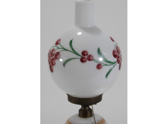 Vintage Electric Hurricane Lamp With Grapes And Leaves