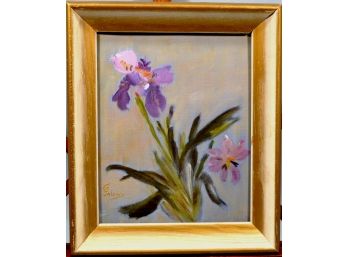 Beautiful Vintage G.JALOWY Oil Painting Irises