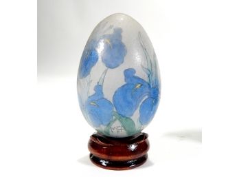 Interior Decorated Iris Glass Egg With Box & COA