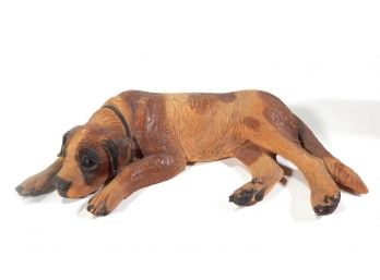 Vintage Laying DOG Wood Carving