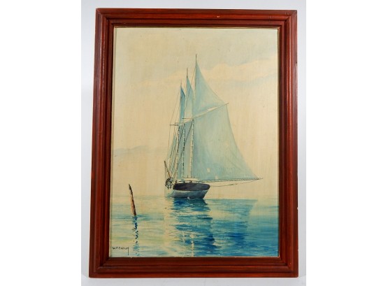 Original Wendell Francis COLLUM (1895-1963) Sailing Ship Oil Painting