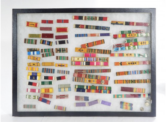 Large Lot Of Vintage U.S. Medal Ribbon Boards In Display