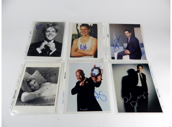Lot 6 Celebrity Autographs -Mat Demon,  Ryan Seacrest, Damon Wayans, David Duchovny