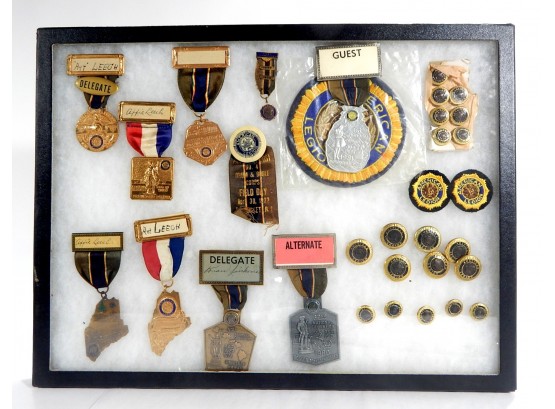 Vintage American Legion Insignia Collection In Display Box