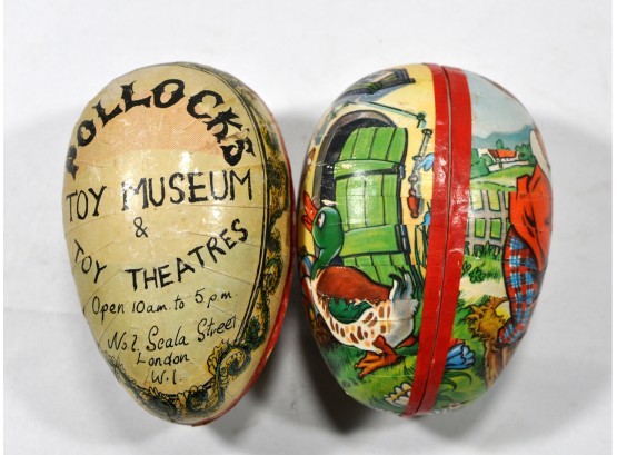 Pair Vintage  German  Paper Easter Egg Candy Containers
