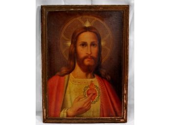 Antique Oil Painting Of Jesus