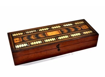 Antique Cribbage Board With Ivory Inlay Decoration