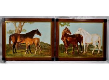 Anita Brown Pair Of Horse Oil Paintings After George STUBBS