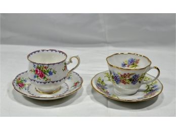 Two Cup & Saucer Sets Fine English Bone China