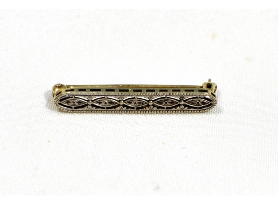 Antique Solid 14K Gold Two Tone Brooch