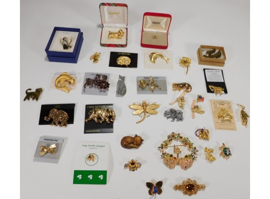 Lot Of Costume Jewelry Pins