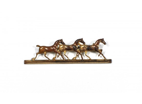 Antique Running HORSES Pin Brooch