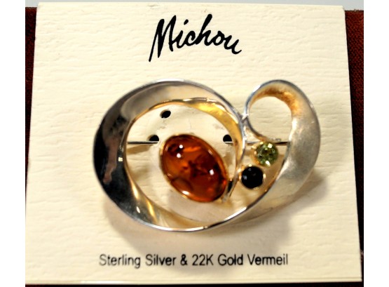 Original MICHOU Sterling Silver &  22k Gold Vermeil Pin