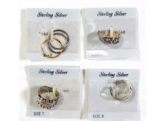 Lot 4 New Sterling Silver Rings