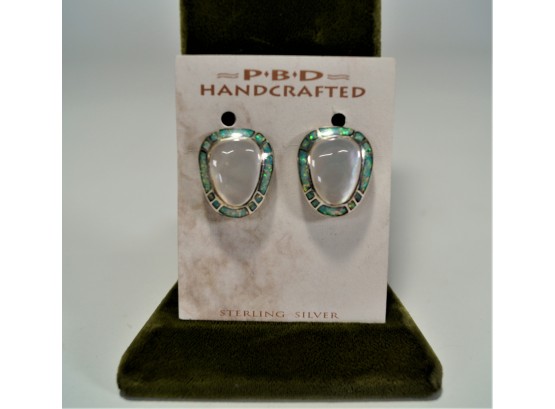 Pair Of PBD Sterling Clip-On Earrings With Natural Stones