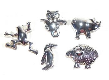 Lot 5 Vintage Sterling Animal Brooches
