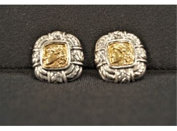 Sterling Silver Roman Head Clip Earrings
