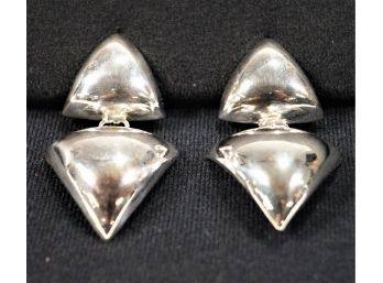 Sterling Silver Geometric Shaped Clip Earrings