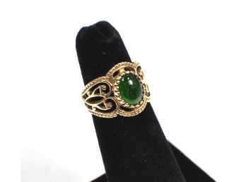 Small Victorian 10K Gold Ring With Jade
