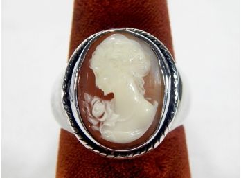 Vintage EXEX Sterling Silver Cameo Ring