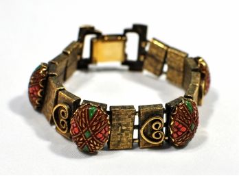 Vintage Gold Tone Enameled Bracelet