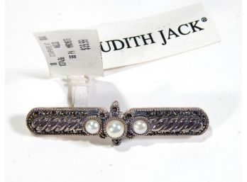 New Original Judith Jack Brooch -marcasite & Pearls