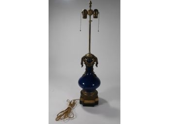 Antique Ormolu Mounted Blue Table Lamp