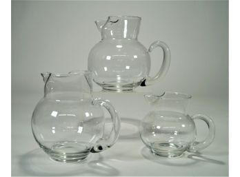 Lot Of 3 Clear Glass Ball Pitchers