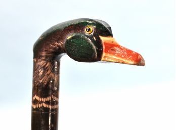 Vintage Cane Walking Stick With Carved DUCK HEAD