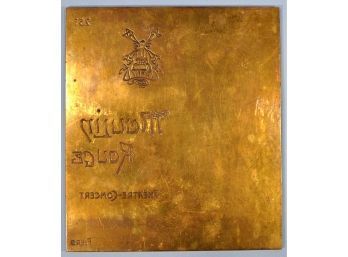 Antique Solid Brass Moulin Rouge Paris Printing Plate