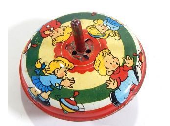 Vintage Tin Litho Spinning Top Toy Children