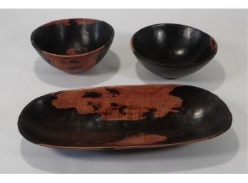 3 Piece Set Of Wooden Bowls
