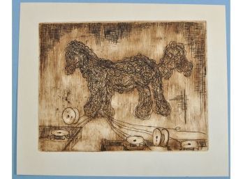 Original Abstract Dog Etching  By RUTH WINSOR (1903-1983)- POODLE