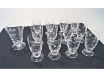 12 Vintage Crystal Juice Glasses
