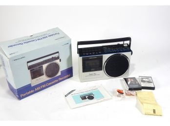Vintage Realistic Portable AM/FM Tape Recorder With Box