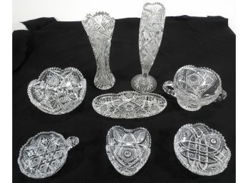 Lot Of 8 Cut Glass Pieces