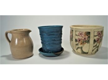 Group Of 3 Pottery Pots