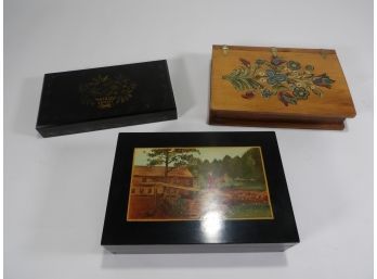 Lot Of 3 Hand Painted Boxes