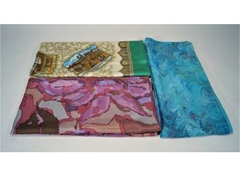 3 Scarves - 2 Pure Silk, 1 Poly
