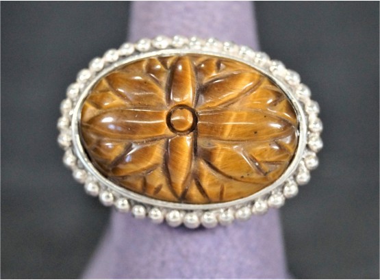 Sculpted Tigers Eye Sterling Ring