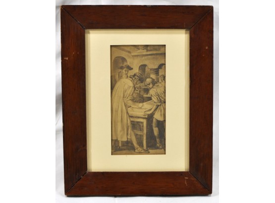 Antique Framed Print- First Book Printing In Massachusetts