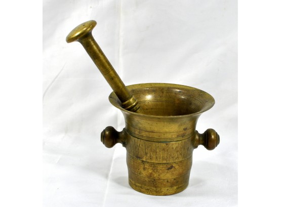 Antique Large Brass Mortal And Pestle Russian - Pharmacy Apothecary
