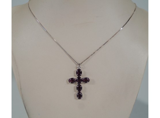 Sterling Silver And Amethyst Cross