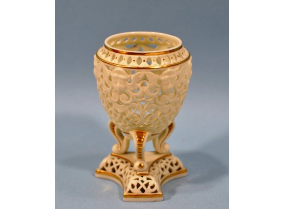 Antique Worcester Grainger Porcelain Reticulated Potpourri Porcelain Vase