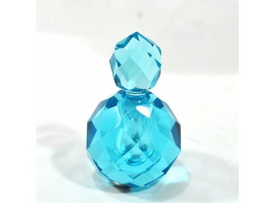Vintage I.W. Rise Blue Glass Perfume Bottle
